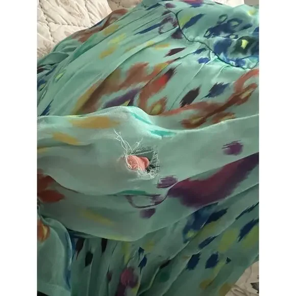 ANTHROPOLOGIE Serenade Turquoise Ikat Pullover Boho Maxi Dress Sz M *FLAW* - Picture 15 of 15